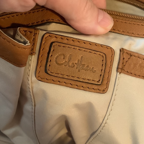 Cole Haan studded stitched designer camel tan leather hobo bag satchel purse EUC - Picture 11 of 15